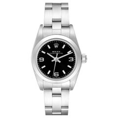 Rolex Oyster Perpetual Nondate Black Dial Steel Ladies Watch 76080