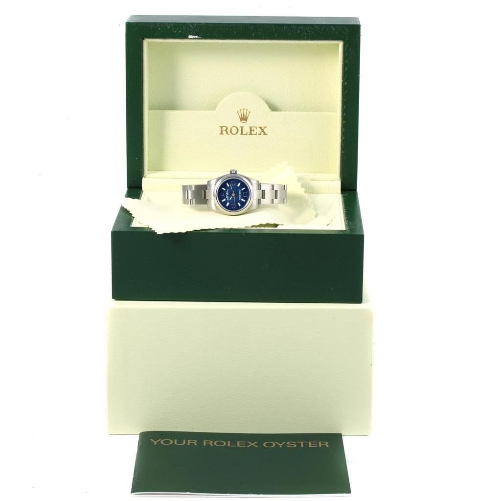 Rolex Oyster Perpetual Nondate Blue Dial Ladies Watch 176200 For Sale 8