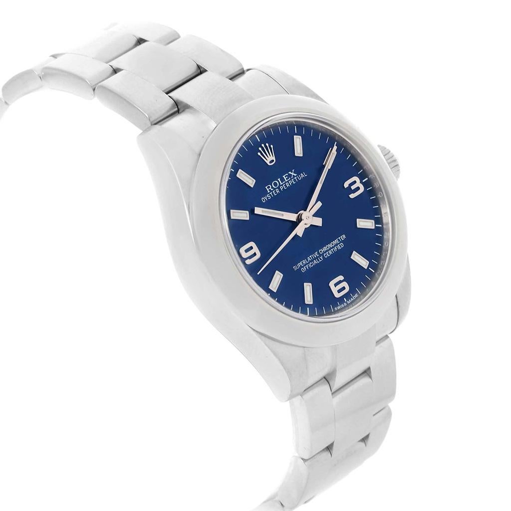 Rolex Oyster Perpetual Nondate Blue Dial Ladies Watch 176200 For Sale 2