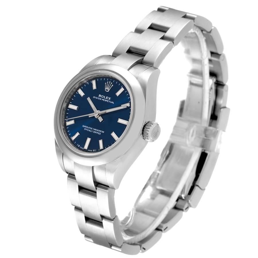 Women's Rolex Oyster Perpetual Nondate Blue Dial Steel Ladies Watch 276200 Unworn For Sale