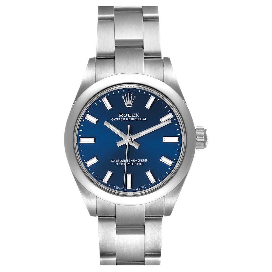 Rolex Oyster Perpetual Nondate Blue Dial Steel Ladies Watch 276200 Unworn For Sale