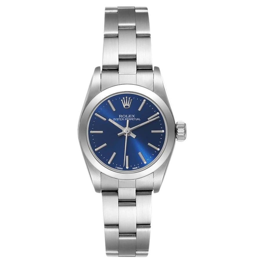Rolex Oyster Perpetual Nondate Blue Dial Steel Ladies Watch 67180