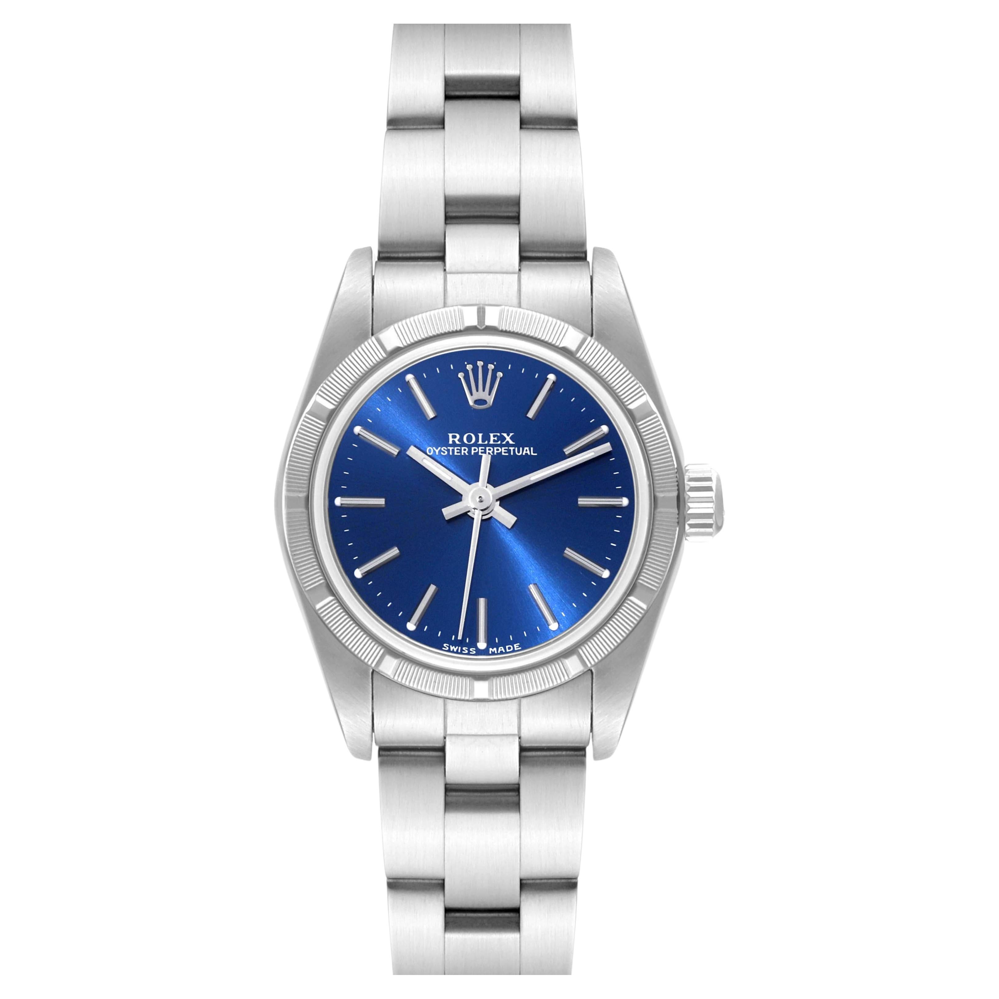 Rolex Oyster Perpetual NonDate Blue Dial Steel Ladies Watch 76030 For Sale