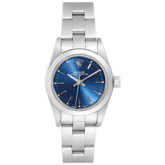 Rolex Oyster Perpetual Nondate Ladies Steel Blue Dial Watch 67180