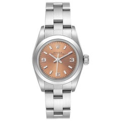 Rolex Oyster Perpetual Nondate Ladies Steel Salmon Dial Watch 67180