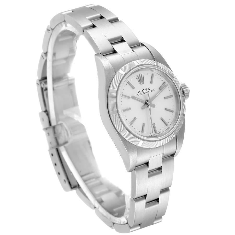 Rolex Oyster Perpetual Nondate Silver Dial Ladies Watch 76030 In Excellent Condition In Atlanta, GA