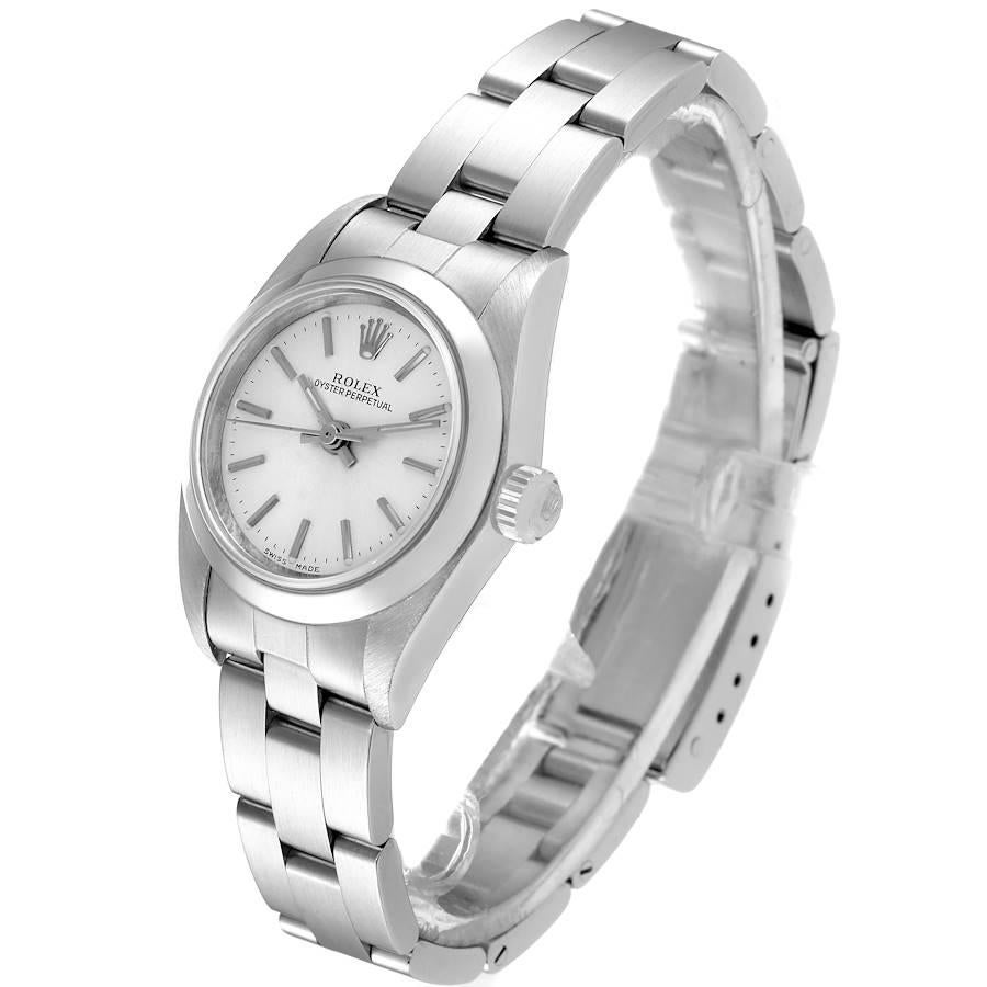 Women's Rolex Oyster Perpetual Nondate Silver Dial Ladies Watch 76080 For Sale