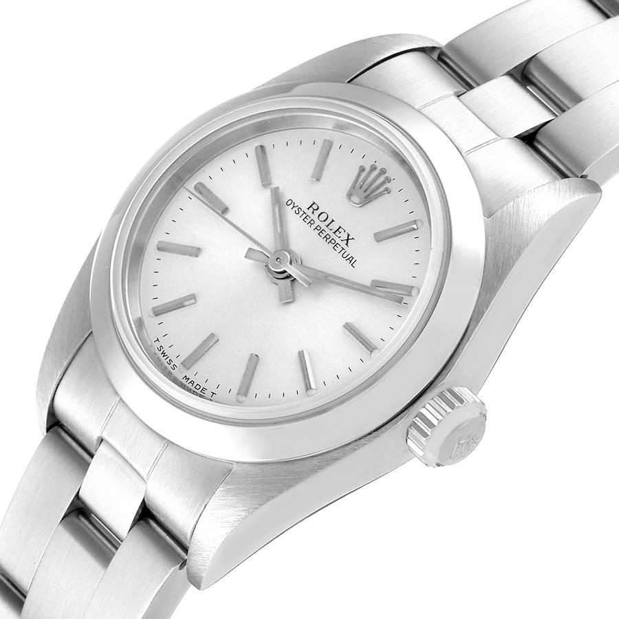 Rolex Oyster Perpetual Nondate Silver Dial Ladies Watch 76080 1