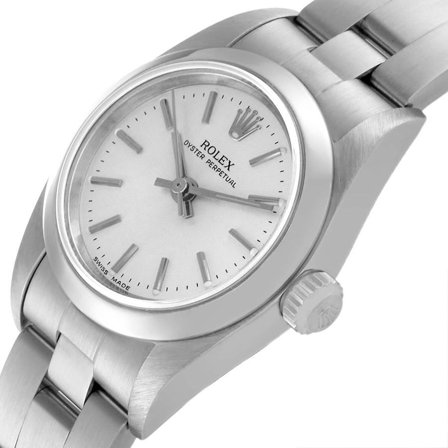 Rolex Oyster Perpetual Nondate Silver Dial Ladies Watch 76080 1