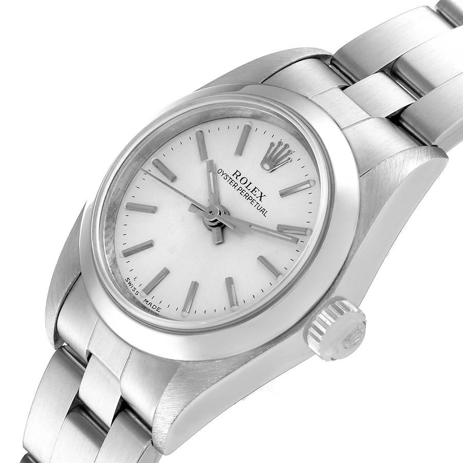 Rolex Oyster Perpetual Nondate Silver Dial Ladies Watch 76080 For Sale 1