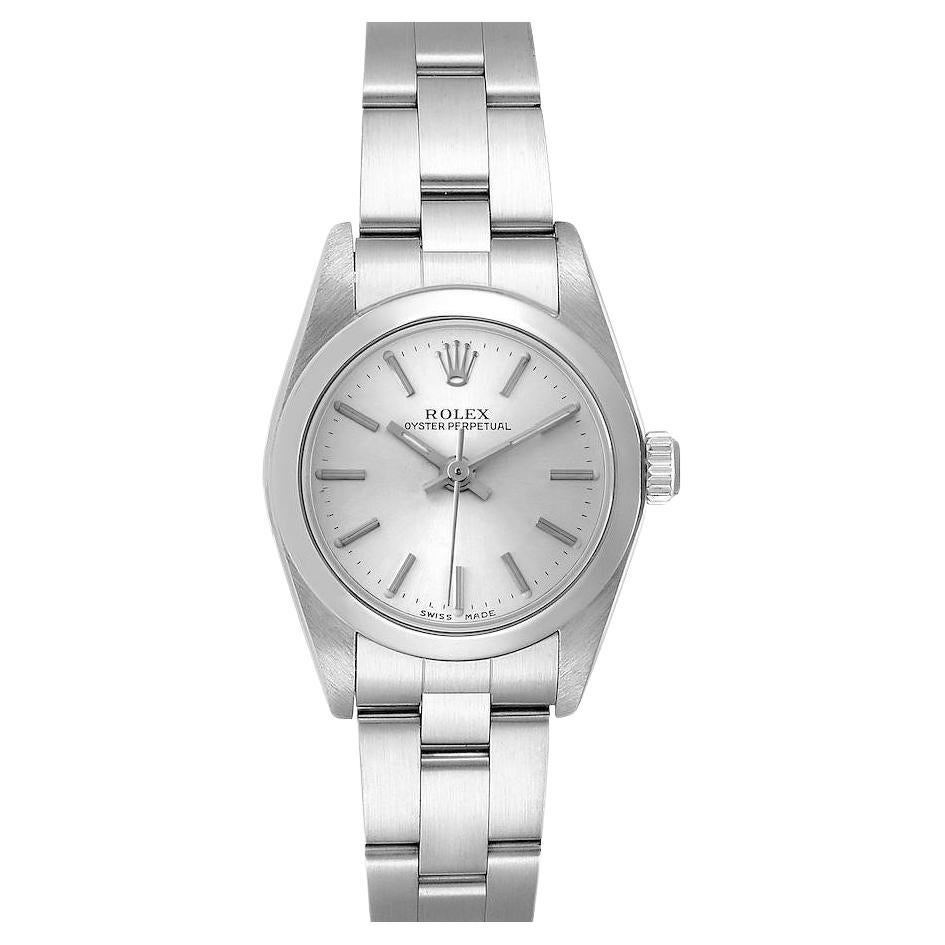 Rolex Oyster Perpetual Nondate Silver Dial Ladies Watch 76080 For Sale