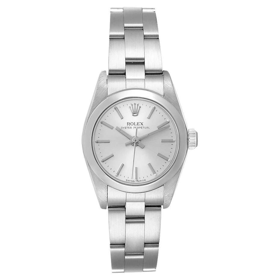 Rolex Oyster Perpetual Montre pour femme avec cadran en argent et cadran non date 76080 en vente