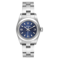 Rolex Oyster Perpetual Nondate Steel Blue Dial Ladies Watch 67180