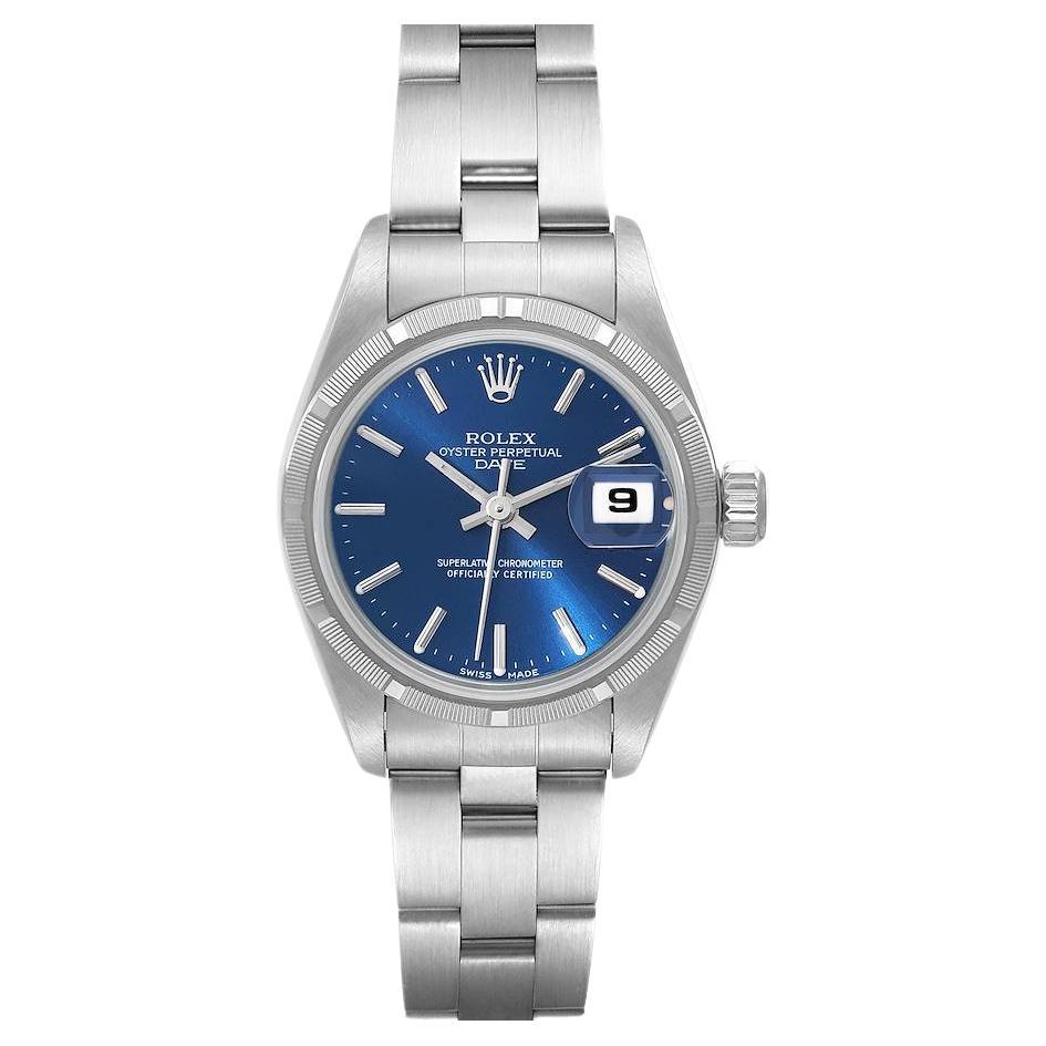Rolex Oyster Perpetual Nondate Steel Blue Dial Ladies Watch 69190