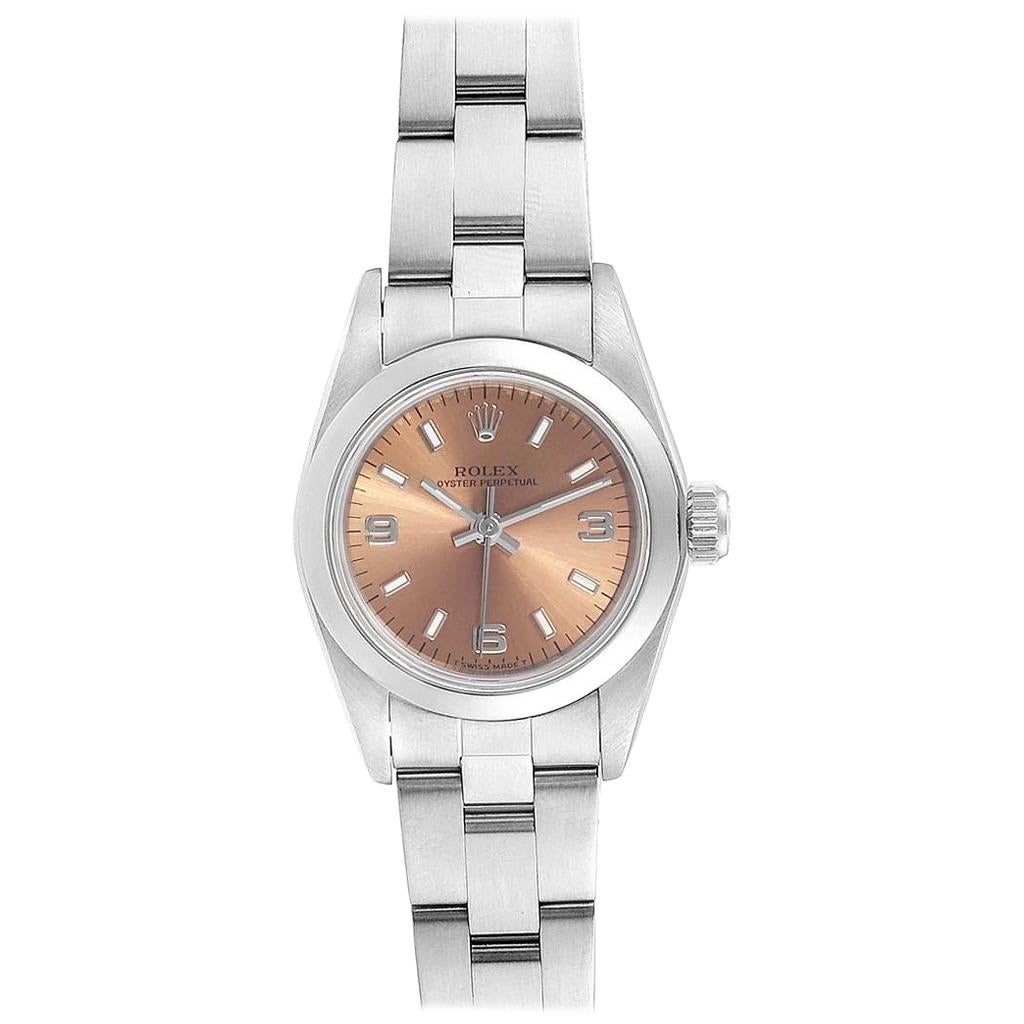 Rolex Oyster Perpetual Nondate Steel Ladies Watch 67180 Box Papers