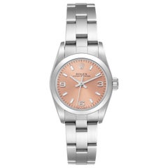 Rolex Oyster Perpetual Nondate Steel Salmon Dial Ladies Watch 67180 Box Papers