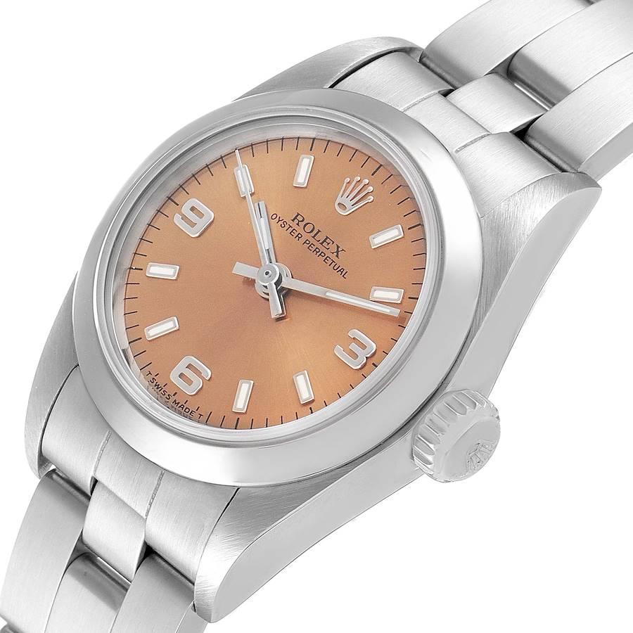 Women's Rolex Oyster Perpetual Nondate Steel Salmon Dial Ladies Watch 67180 For Sale