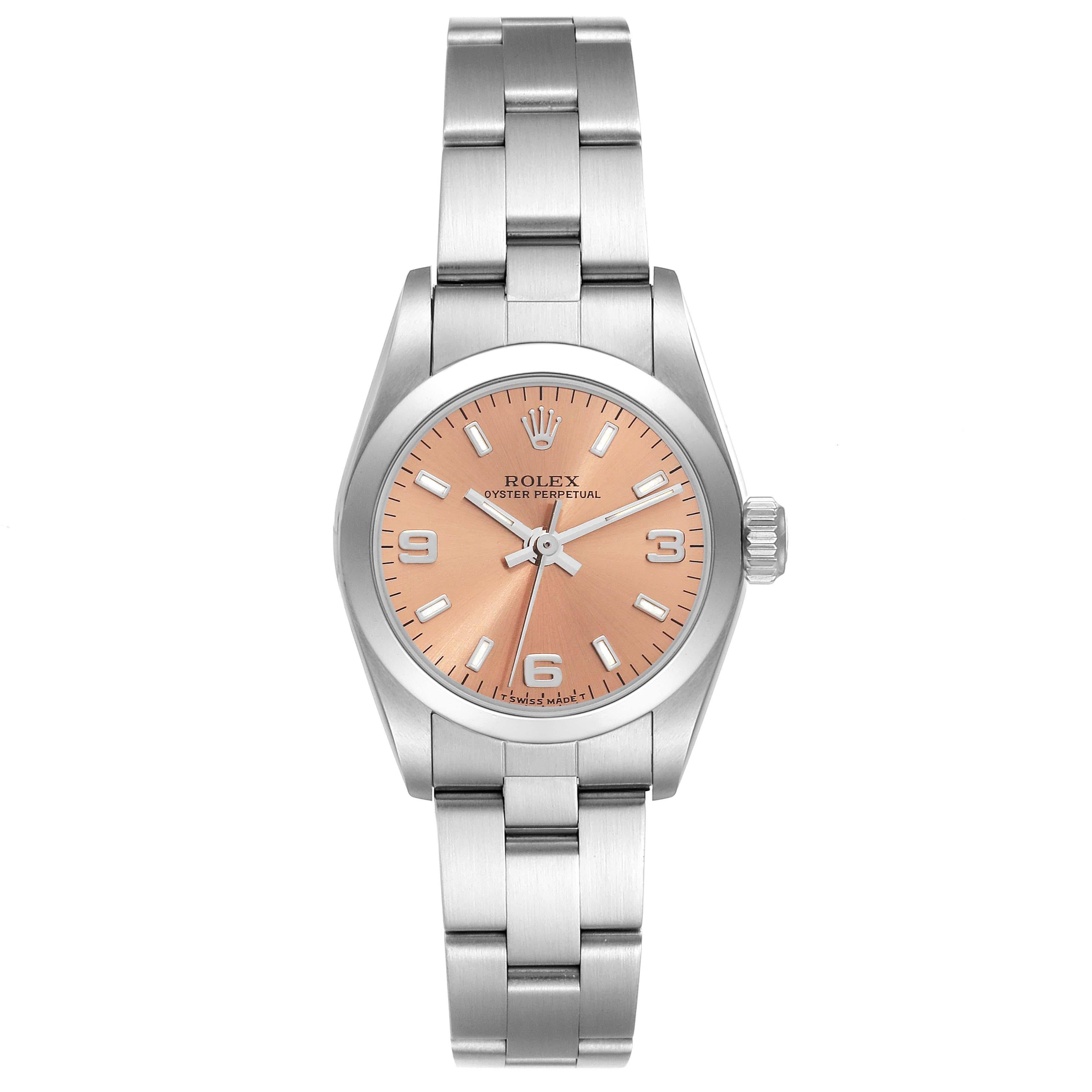 Rolex Oyster Perpetual Nondate Steel Salmon Dial Ladies Watch 67180 2