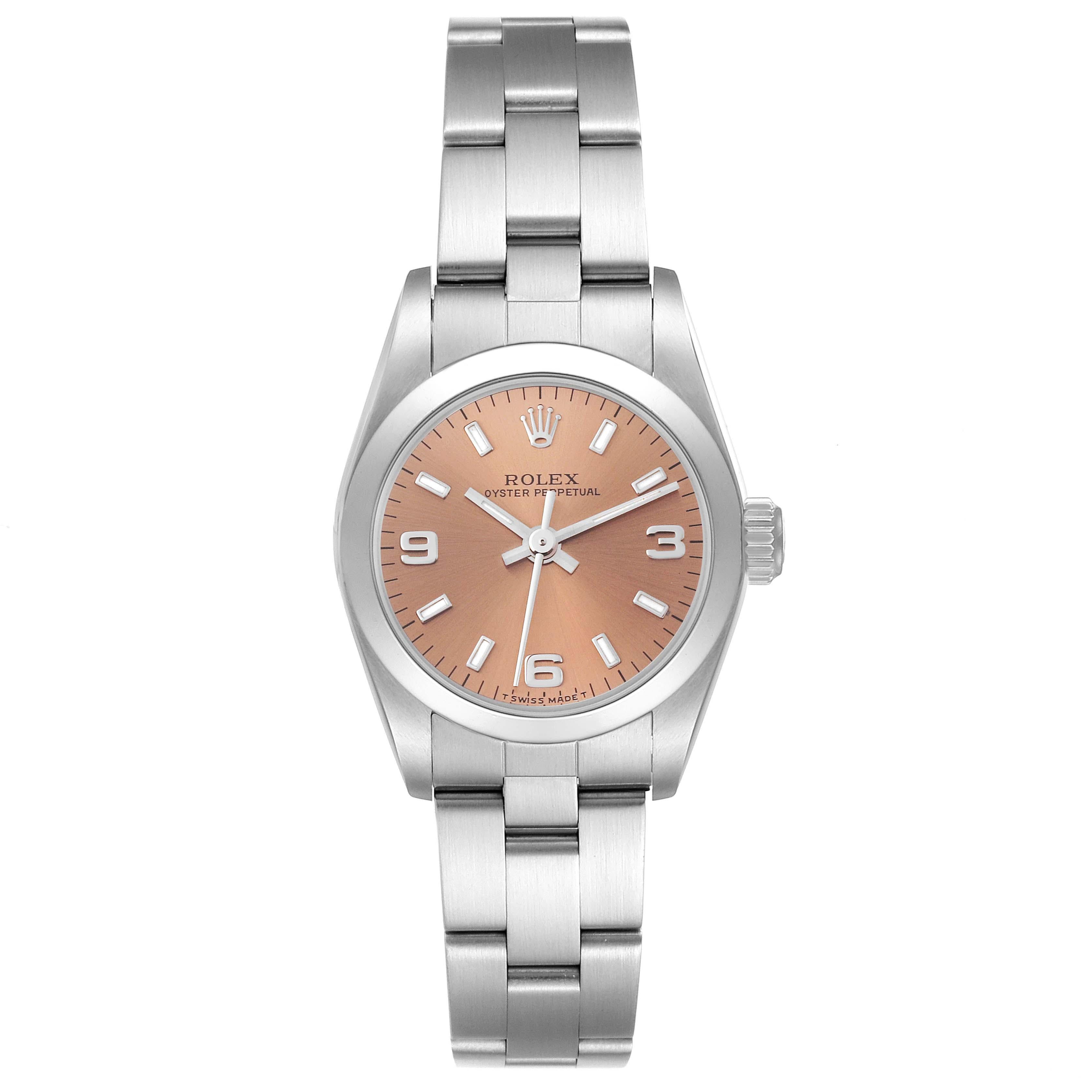Rolex Oyster Perpetual Nondate Steel Salmon Dial Ladies Watch 67180 3