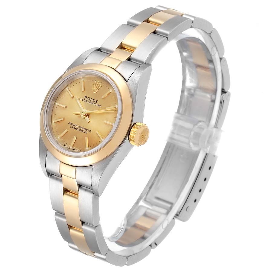Rolex Oyster Perpetual NonDate Steel Yellow Gold Ladies Watch 67183 In Good Condition For Sale In Atlanta, GA