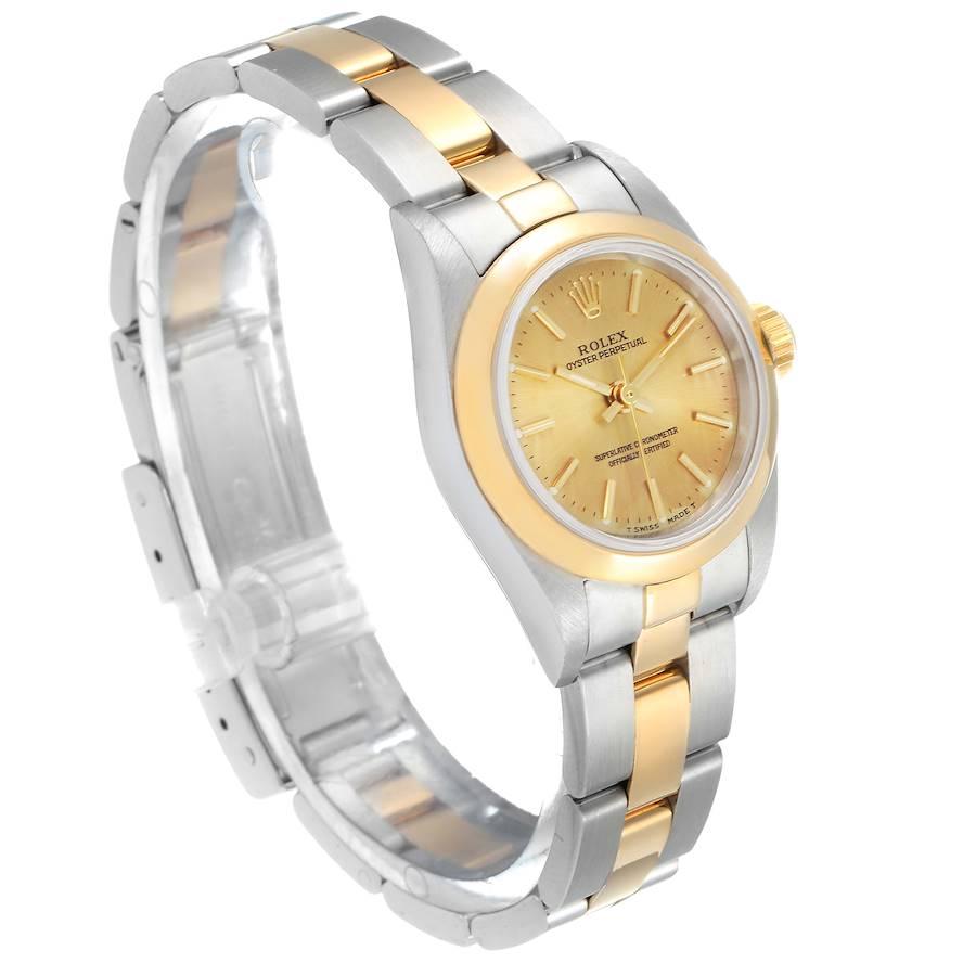 Women's Rolex Oyster Perpetual NonDate Steel Yellow Gold Ladies Watch 67183 For Sale
