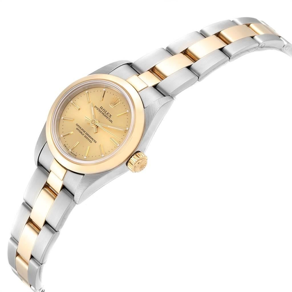 Women's Rolex Oyster Perpetual nonDate Steel Yellow Gold Ladies Watch 76183 For Sale