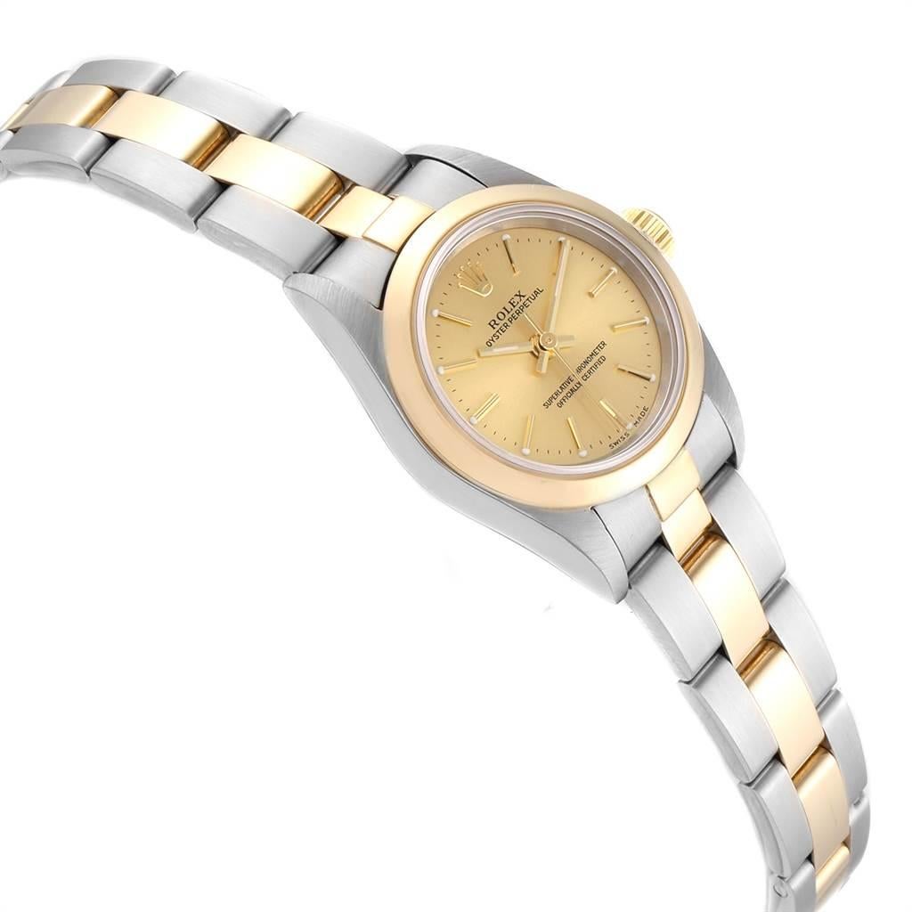 Rolex Oyster Perpetual nonDate Steel Yellow Gold Ladies Watch 76183 For Sale 1