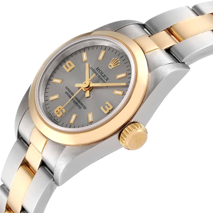 Rolex Oyster Perpetual Nondate Stahl Gelbgold Damenuhr 76183 im Angebot 2