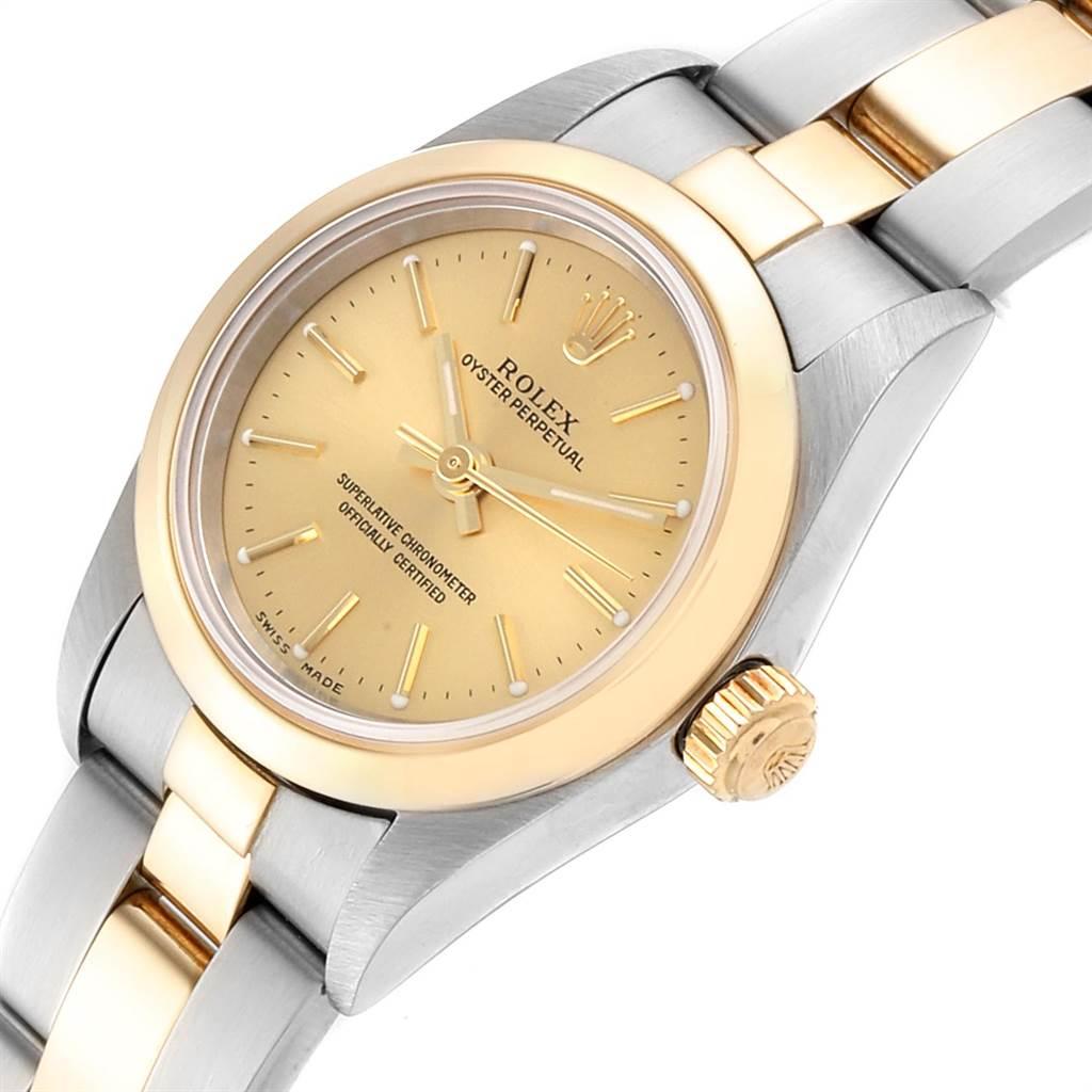 Rolex Oyster Perpetual nonDate Steel Yellow Gold Ladies Watch 76183 For Sale 2