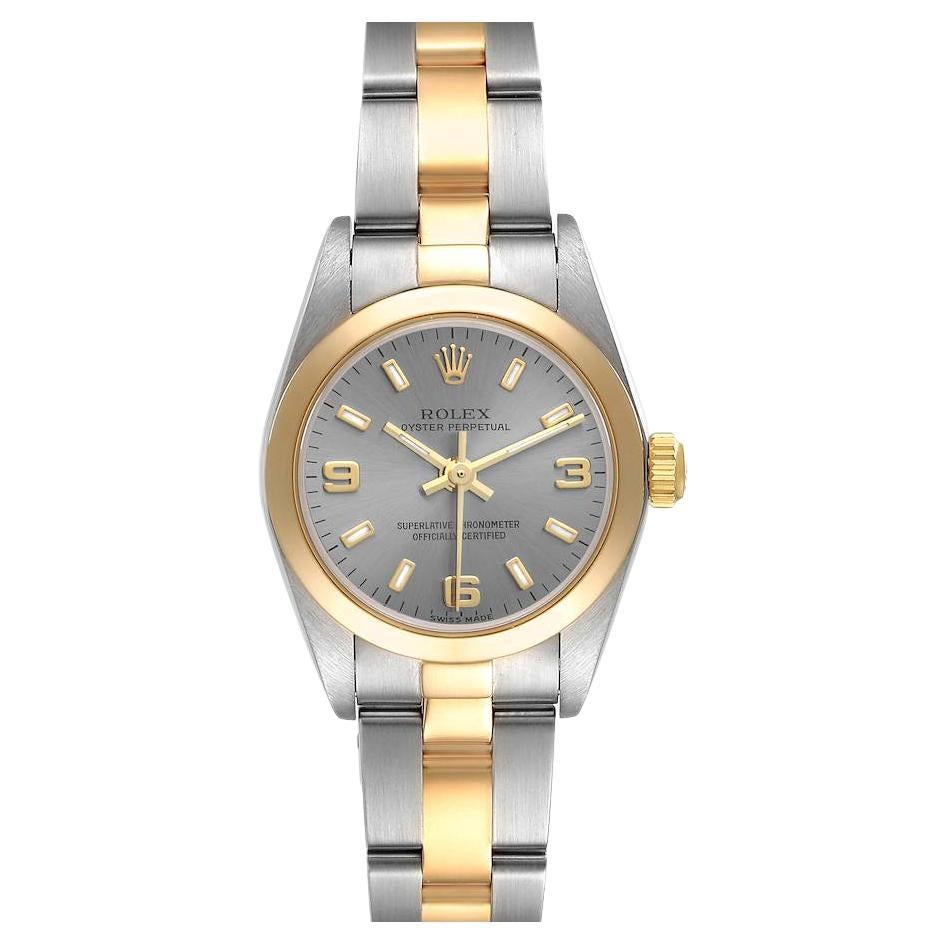 Rolex Oyster Perpetual Nondate Steel Blue Dial Ladies Watch 69190 For