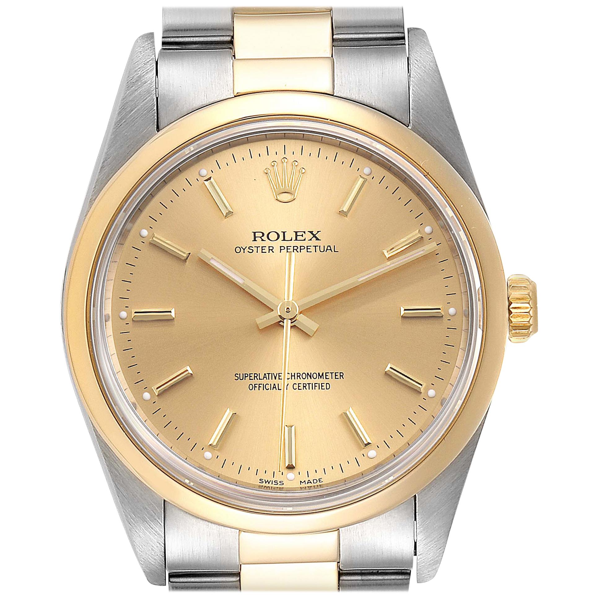 Rolex Oyster Perpetual Nondate Steel Yellow Gold Men's Watch 14203