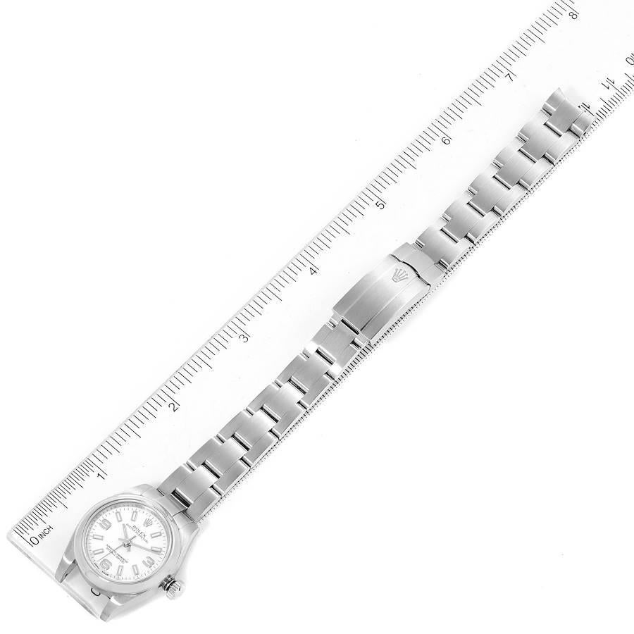 Rolex Oyster Perpetual Nondate Weißes Zifferblatt Damenuhr 176200 Box Card im Angebot 7