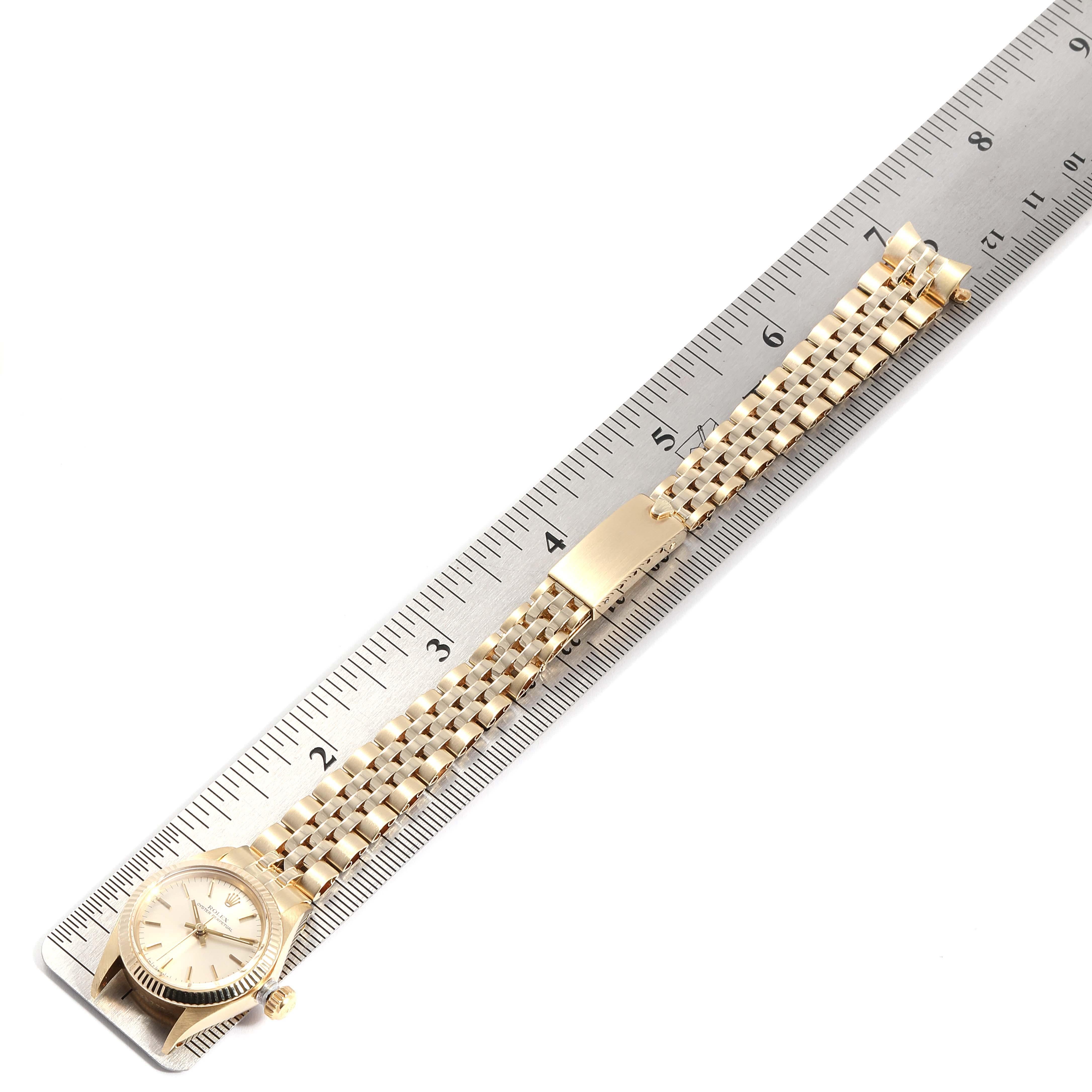 Rolex Oyster Perpetual NonDate Yellow Gold Ladies Watch 6719 For Sale 3