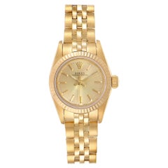 Rolex Oyster Perpetual NonDate Yellow Gold Ladies Watch 67197 Box Papers
