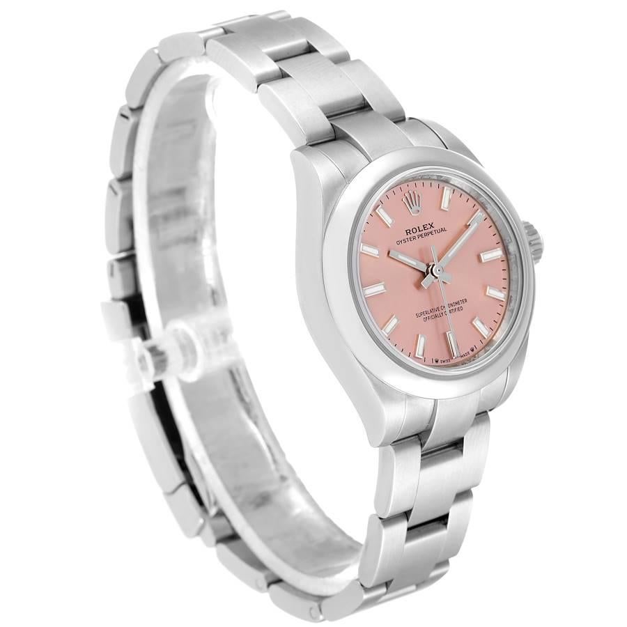 Rolex Oyster Perpetual Pink Dial Stahl Damenuhr 276200 Box Card im Zustand „Hervorragend“ in Atlanta, GA