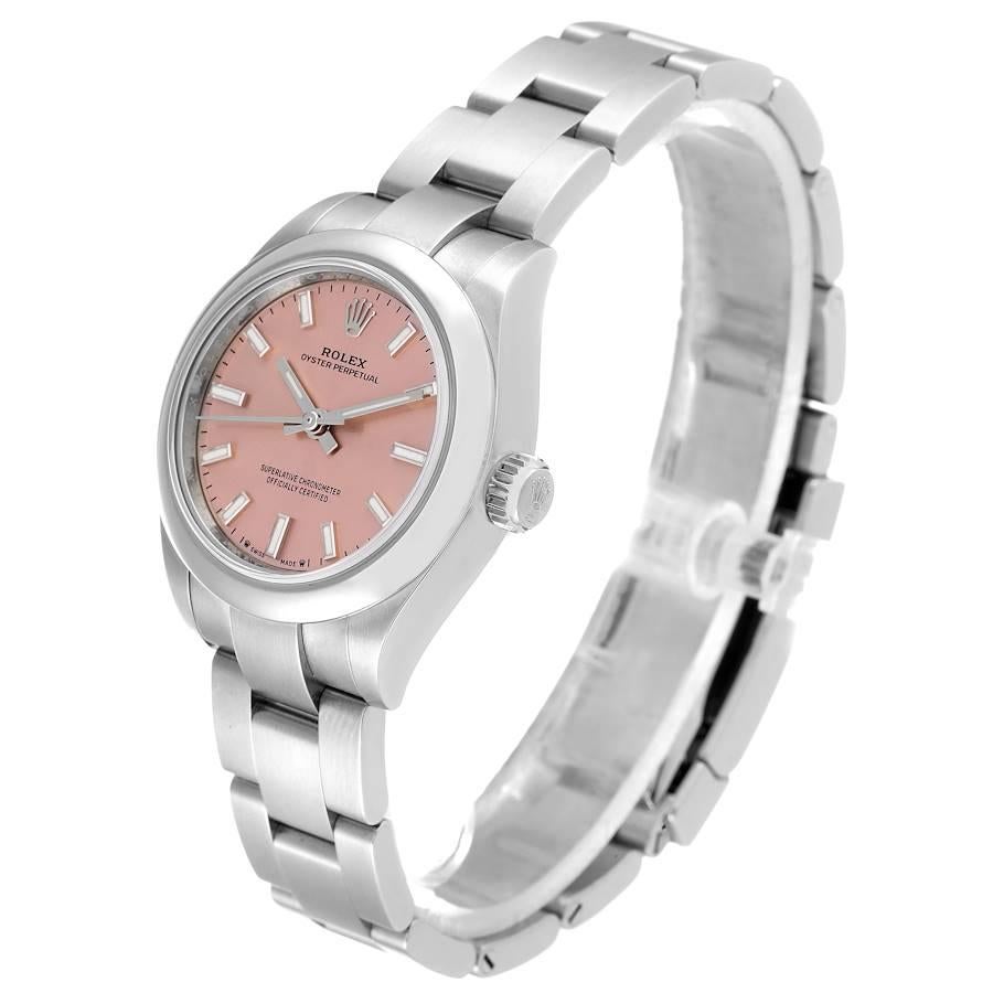 Rolex Oyster Perpetual Pink Dial Stahl Damenuhr 276200 Box Card 1