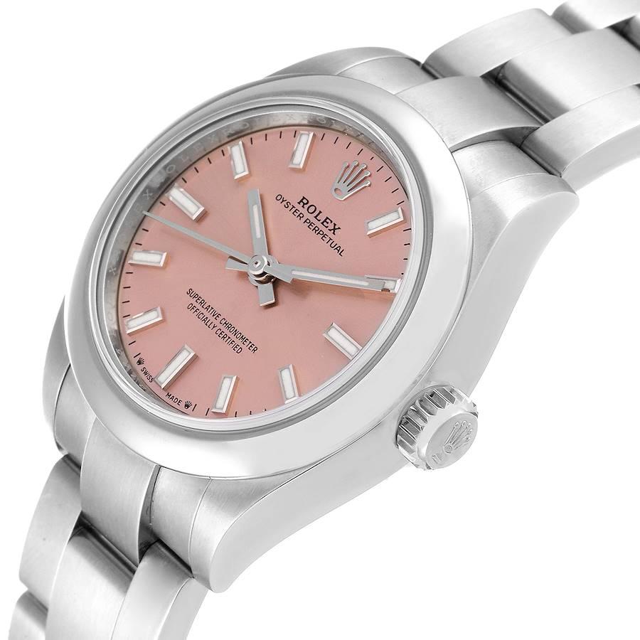 Rolex Oyster Perpetual Pink Dial Stahl Damenuhr 276200 Box Card 2