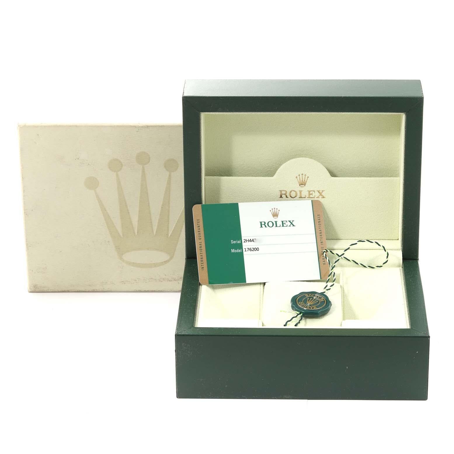 Rolex Oyster Perpetual Pink Hour Markers Steel Ladies Watch 176200 Box Card For Sale 8