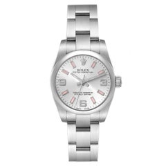 Rolex Oyster Perpetual Pink Hour Markers Steel Ladies Watch 176200 Box Card