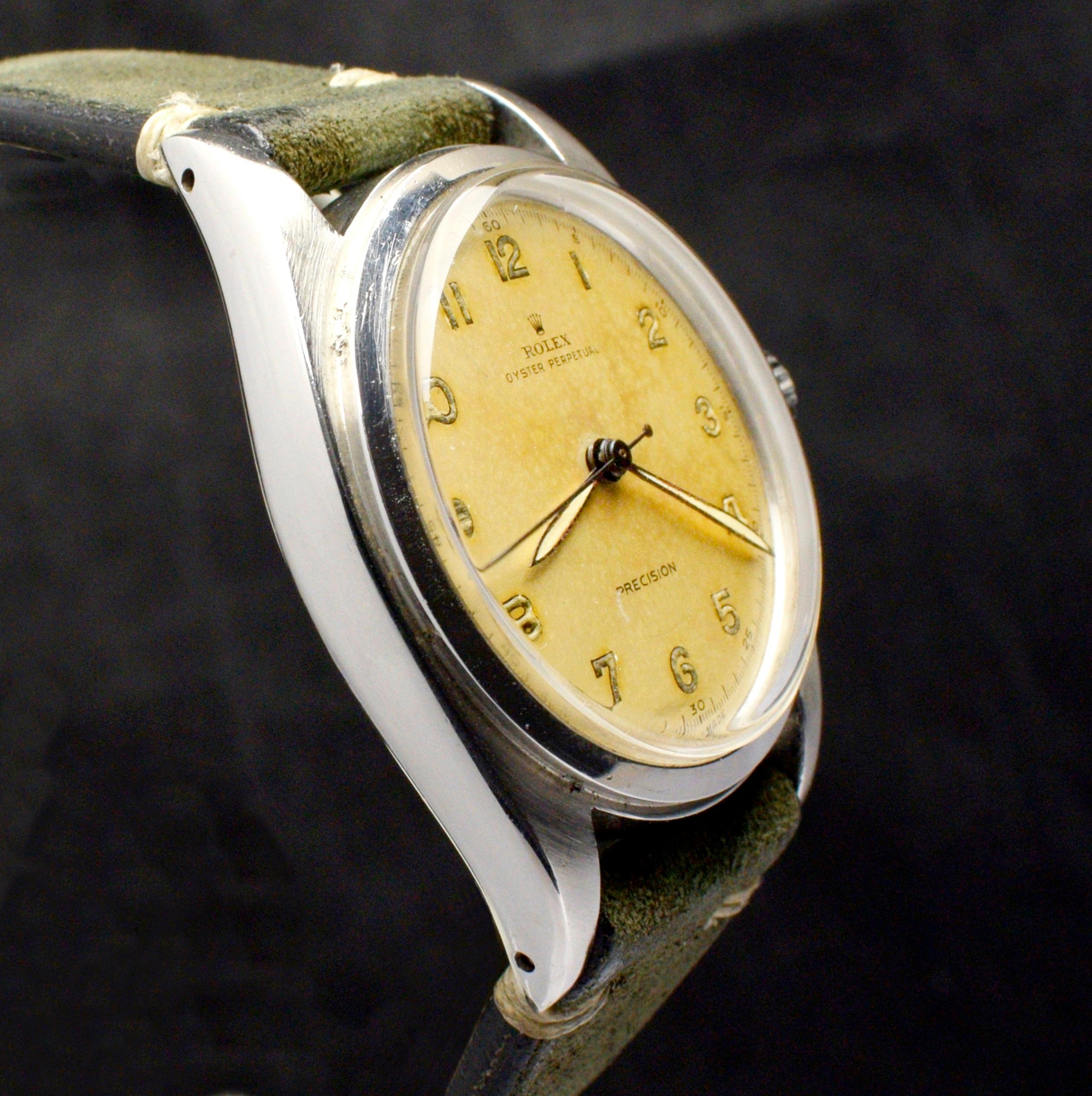 Rolex Oyster Perpetual Precision Montre automatique à gros gousset en acier 6028, 1952 Bon état - En vente à Central & Western District, HK