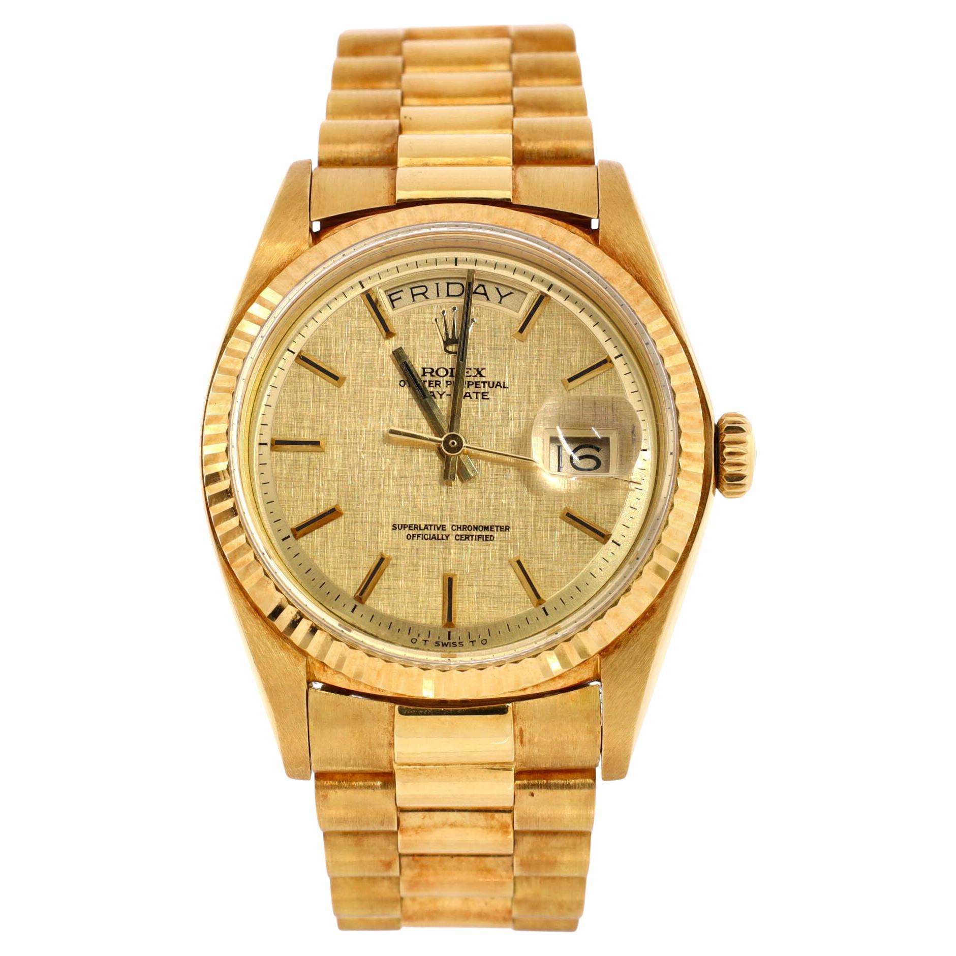 Rolex Oyster Perpetual President Day-Date Automatic Watch Yellow Gold 36