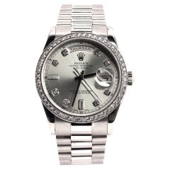 Rolex Oyster Perpetual President Day-Date, plaque de montre automatique bleu glace