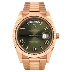 Rolex Oyster Perpetual President Day-Date Olive Green Automatic Watch Ros