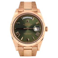 Rolex Oyster Perpetual President Day-Date Olive Green Automatic Watch Ros