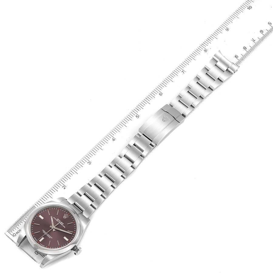 Rolex Oyster Perpetual Red Grape Dial Steel Mens Watch 114300 Box Card 6