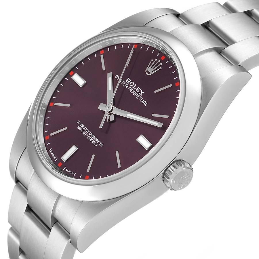 Rolex Oyster Perpetual Red Grape Dial Steel Mens Watch 114300 Box Card 1