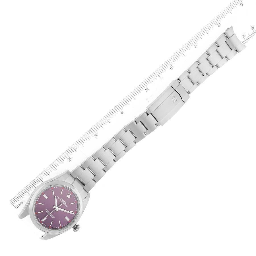 Rolex Oyster Perpetual Red Grape Dial Steel Mens Watch 114300 3