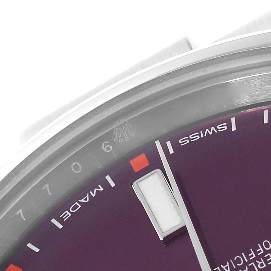 Rolex Oyster Perpetual Red Grape Dial Steel Mens Watch 114300 In Excellent Condition In Atlanta, GA