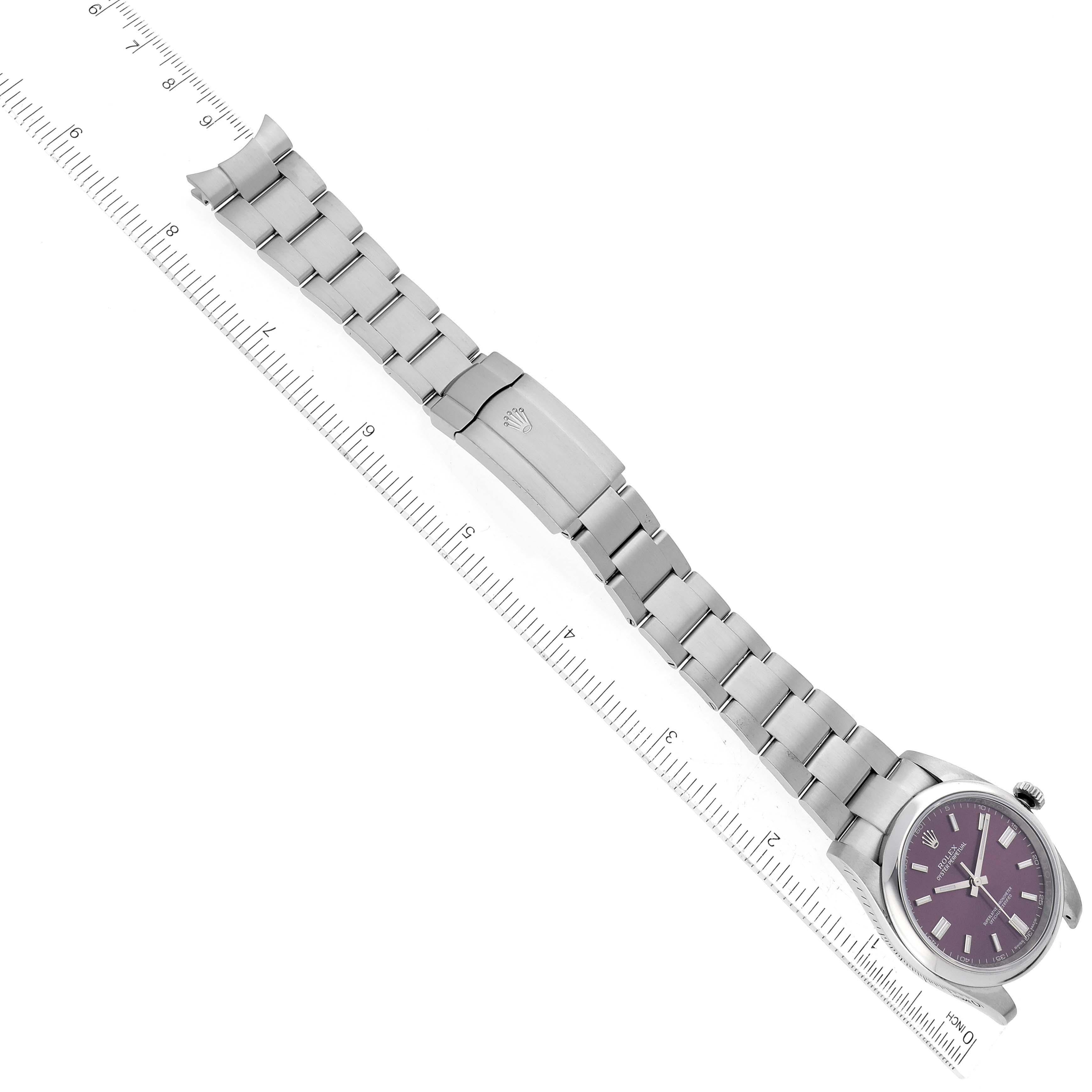 Rolex Oyster Perpetual Red Grape Dial Steel Mens Watch 116000 For Sale 5