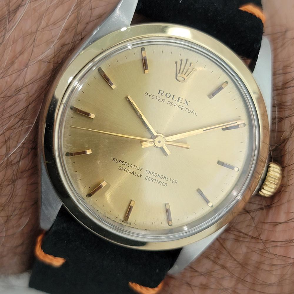 Rolex Oyster Perpetual Ref 1002 34mm Mens 14k SS Automatic 1960s Vintage RA570B en vente 9